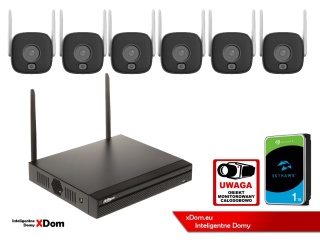 Zestaw monitoringu IP Dahua 6 Kamer WI-FI 3MPxsmart podwójne oświetlenie LED IR do 30m