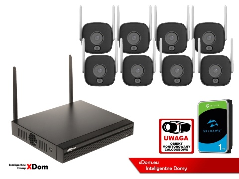 Zestaw monitoringu IP Dahua 8 Kamer WI-FI IPC-HFW1339DTK1-SAW-IL-0280B 3MPx