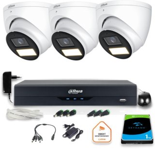 Zestaw monitoringu 4w1 Dahua 3 Kamery zewnętrzne FullHD z dyskiem