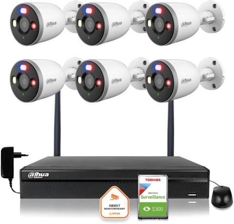 Zestaw monitoringu IP Dahua 6 Kamer tubowych WI-FI 5MPx aktywne odtraszanie LED IR do 30m
