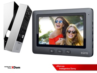 Zestaw Wideodomofonu Eura stacja bramowa z szyfratorem i czytnikiem RFID VDA-80A3 monitor 7'' VDA-45A3 BLACK