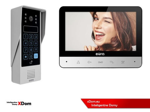 Zestaw Wideodomofonu Eura stacja bramowa z szyfratorem i czytnikiem RFID VDA-80A3 monitor 7'' VDA-77A3
