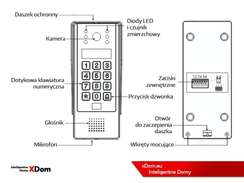 Zestaw Wideodomofonu Eura stacja bramowa z szyfratorem i czytnikiem RFID VDA-80A3 monitor 7'' VDA-77A3