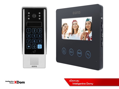 Zestaw Wideodomofonu Eura stacja bramowa z szyfratorem i czytnikiem RFID VDA-80A3 monitor 7'' VDA-52A3 BLACK