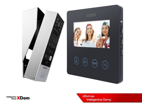 Zestaw Wideodomofonu Eura stacja bramowa z szyfratorem i czytnikiem RFID VDA-80A3 monitor 7'' VDA-52A3 BLACK
