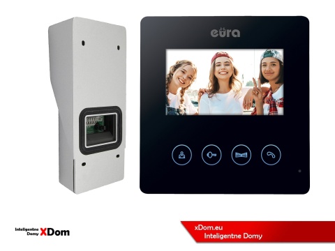 Zestaw Wideodomofonu Eura stacja bramowa z szyfratorem i czytnikiem RFID VDA-80A3 monitor 7'' VDA-52A3 BLACK