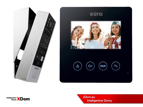 Zestaw Wideodomofonu Eura stacja bramowa z szyfratorem i czytnikiem RFID VDA-80A3 monitor 7'' VDA-52A3 BLACK