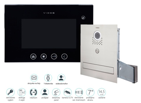 Zestaw wideodomofonu skrzynka na listy Vidos S551-SKM M670B