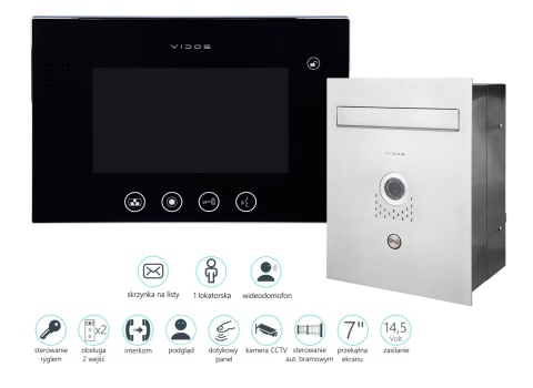 Zestaw wideodomofonu skrzynka na listy Vidos S551-SKP M670BS