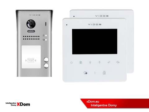 Zestaw Wideodomofon dwurodzinny Vidos z czytnikiem RFID S1102A monitor M1022W