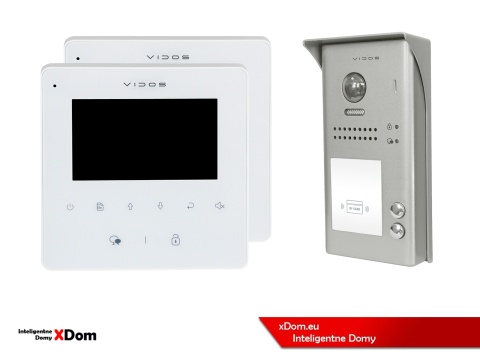 Zestaw Wideodomofon dwurodzinny Vidos z czytnikiem RFID S1102A monitor M1022W