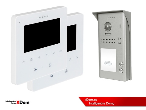 Zestaw Wideodomofon dwurodzinny Vidos z czytnikiem RFID S1102A monitor M1022W
