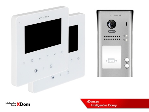 Zestaw Wideodomofon dwurodzinny Vidos z czytnikiem RFID S1102A monitor M1022W