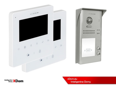 Zestaw Wideodomofon dwurodzinny Vidos z czytnikiem RFID S1102A monitor M1022W