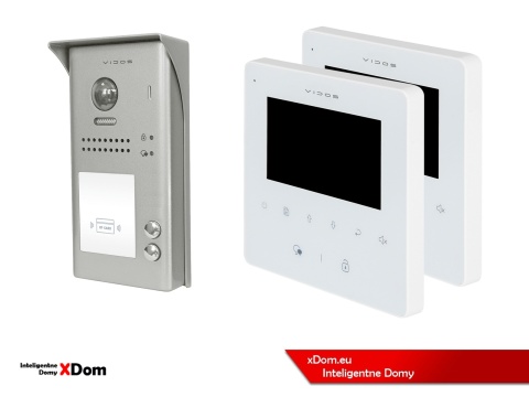 Zestaw Wideodomofon dwurodzinny Vidos z czytnikiem RFID S1102A monitor M1022W