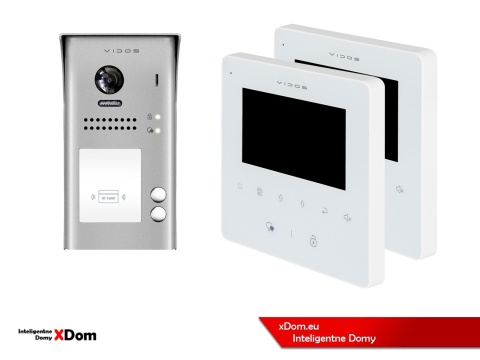 Zestaw Wideodomofon dwurodzinny Vidos z czytnikiem RFID S1102A monitor M1022W