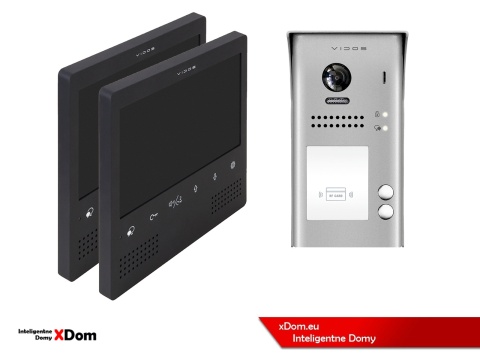 Zestaw Wideodomofon dwurodzinny Vidos z czytnikiem RFID S1102A monitor M1023B2