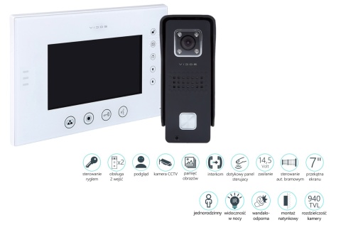 Zestaw wideodomofonowy Vidos S6 monitor M670WS2