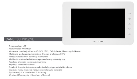 Zestaw wideodomofonowy Vidos czytnik RFID S11-1 monitor M12W