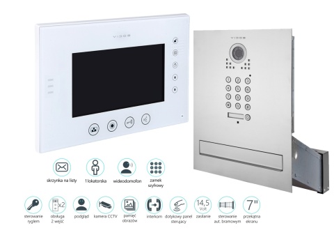 Zestaw wideodomofonu z szyfratorem skrzynka na listy Vidos S561D-SKM M670WS2