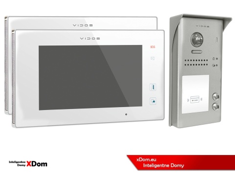 Zestaw Wideodomofon dwurodzinny Vidos z czytnikiem RFID S1102A monitor M1021W2