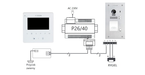 Zestaw Wideodomofon Vidos z czytnikiem RFID S1201A monitor M1022W2