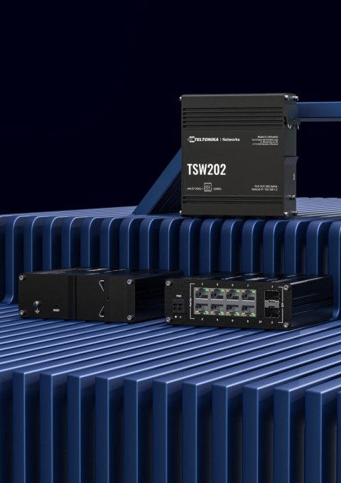 Teltonika TSW202 switch przemysłowy zarządzalny 8xFE 2xSFP PoE+ (TSW202000000) DIN