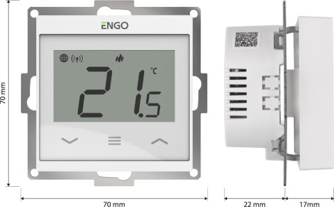 ENGO Controls E55-W - Internetowy, podtynkowy regulator temperatury do ramki 55x55, Wi-F