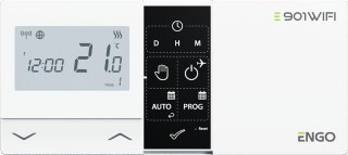 ENGO Controls E901-WIFI - Regulator temperatury bezprzewodowy, Wi-Fi, Internetowy, biały, 868MHz