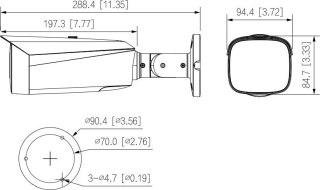 Kamera IP DAHUA IPC-HFW3649T1-AS-PV-0280B-PRO-BLACK Opakowanie zbiorcze 4szt.