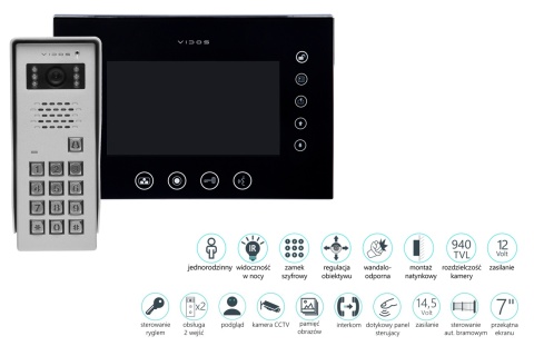 Vidos zestaw wideodomofonu z szyfratorem S50D i monitorem M670BS2