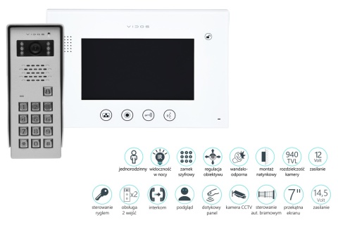 Vidos zestaw wideodomofonu z szyfratorem S50D i monitorem M670W