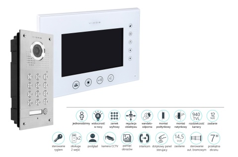 Wideodomofon Vidos S561D Monitor M670WS2 z szyfratorem
