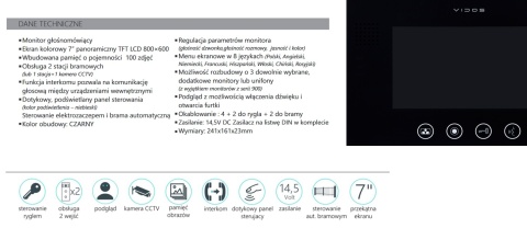Wideodomofon Vidos z szyfratorem i czytnikiem RFID S20DA i monitorem M670BS2
