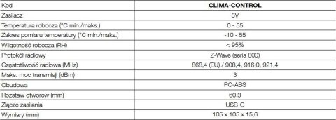 Termostat klimatyzacji Nice Clima-Control Z-Wave to IR Controller for AC 868,4 Mhz Biały