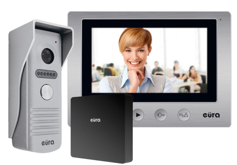 Zestaw Wideodomofonu WiFi Eura stacja bramowa, monitor 7'' kolor biały VDA-13A3_VDA-20A3