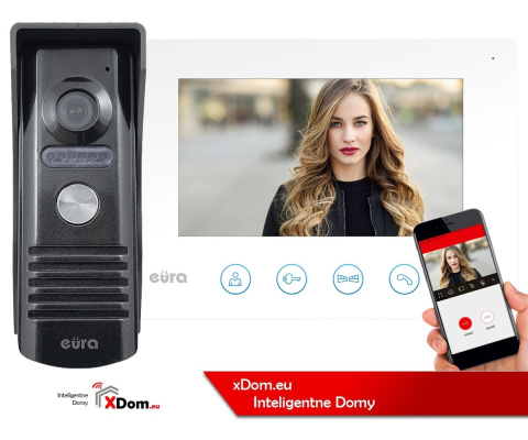 Zestaw Wideodomofonu WiFi Eura stacja bramowa, monitor 7'' VDA-11A3_VDA-40A3 WHITE