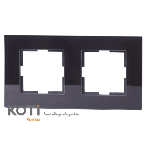 Ramka Szklana Podwójna Czarna Dla Gniazd i Włączników Koti