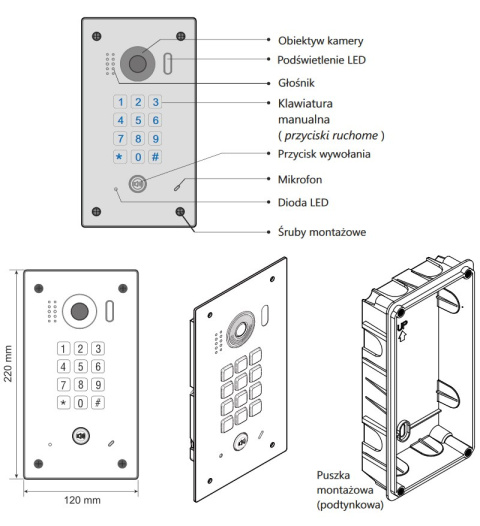 Jednoabonamentowa S1411D Stacja bramowa wideodomofonu Vidos