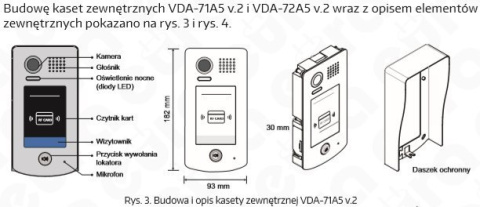 Zestaw wideodomofonu cyfrowego z czytnikiem RFID monitor 4.3'' EURA VDA-71A5_VDA49A5