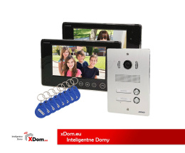 Zestaw wideodomofonowy 2-rodzinny bezsłuchawkowy, kolor 7" z czytnikiem breloków zbliżeniowych, podtynkowy, ARX P