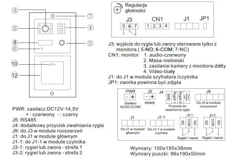 Stacja bramowa wideodomofonu z czytnikiem RFID S601A-2