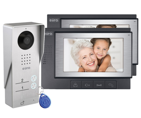 WIDEODOMOFON DWURODZINNY Z CZYTNIKIEM RFID EURA VDA-92A3_VDA-02A3