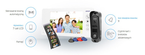 Zestaw wideodomofonowy Orno z czytnikiem breloków zbliżeniowych, biały, ARCUS RFID