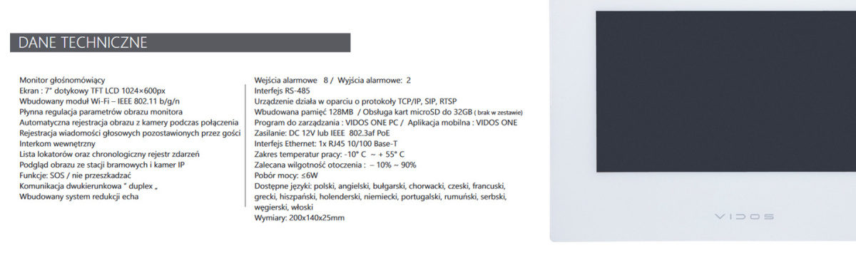 Zestaw wideodomofonu IP skrzynka na listy Vidos M2010W-S2401-SKM