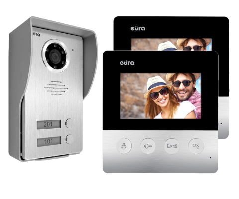Zestaw dwu rodzinny wideodomofonu natynkowego Eura