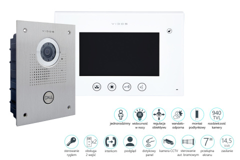 Zestaw wideodomofonu natynkowego Vidos S551 M670W