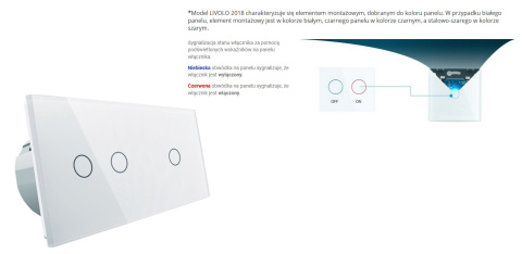 Włącznik dotykowy pojedynczy + podwójny sterowany pilotem LIVOLO VL-C7012R Biały