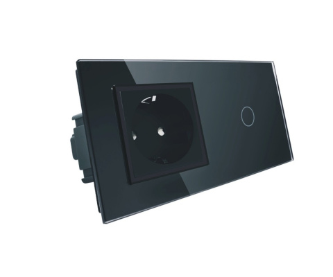 Gniazdo 230V 16A z włącznikiem dotykowym pojedynczym LIVOLO | 701G | Czarny