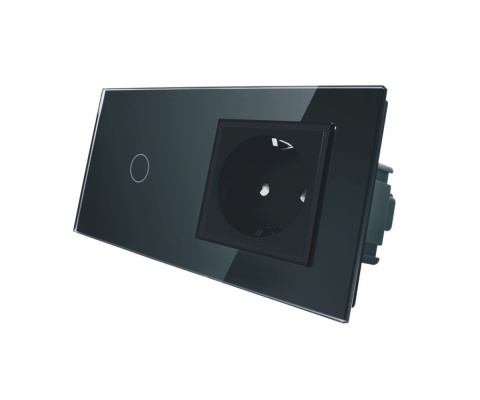 Gniazdo 230V 16A z włącznikiem dotykowym pojedynczym LIVOLO | 701G | Czarny